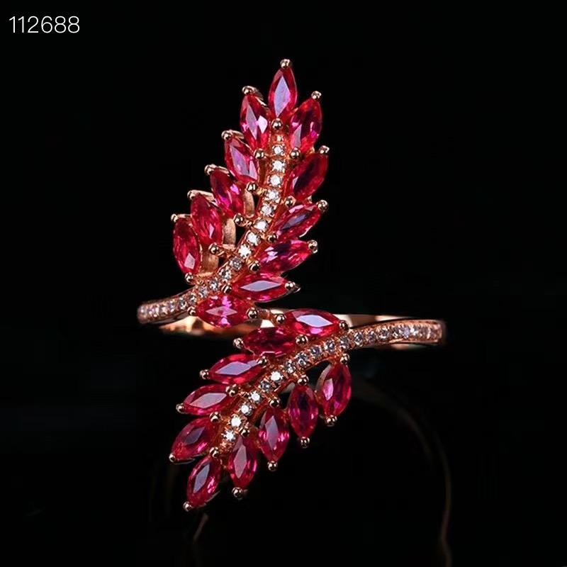 

The Wedding Gift Ruby Natural And Real Ring Woman 925 Sliver Cluster Rings