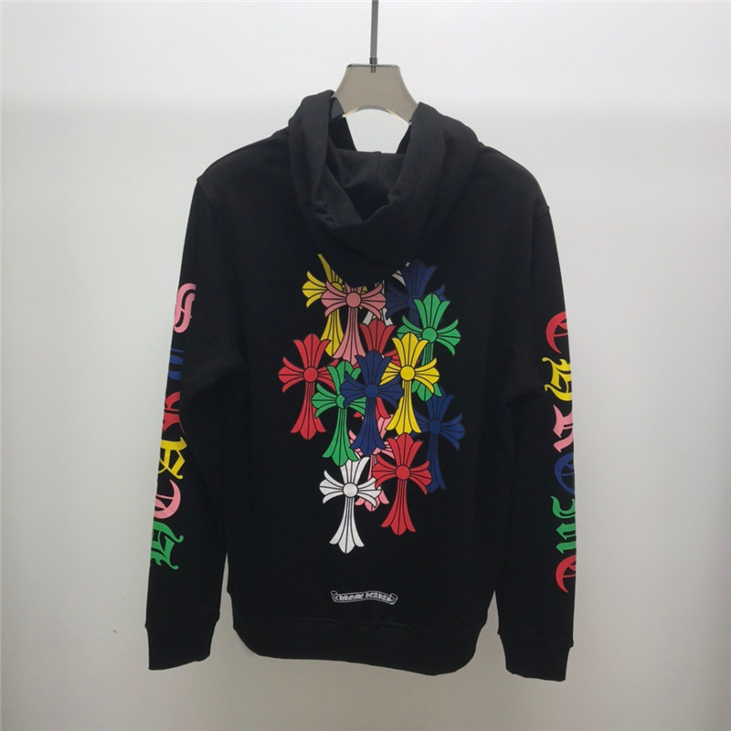 

Fashion Chrome Trend Hearts Color Crosin Sanskrit Cross Men' and Women' Hoodie Jacket Hoodie, White