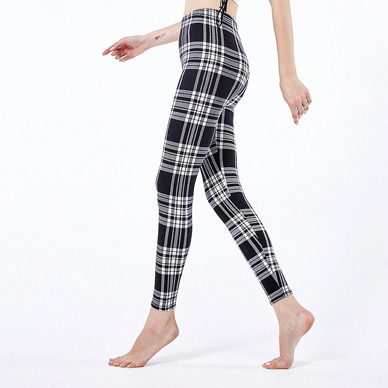 Women's Sporty Yoga Leggings Ankle-Length Pants Daily Stretchy Plaid Comfort Outdoor High Waist Skinny Blue Wine Black Fuchsia Camel One-Siz