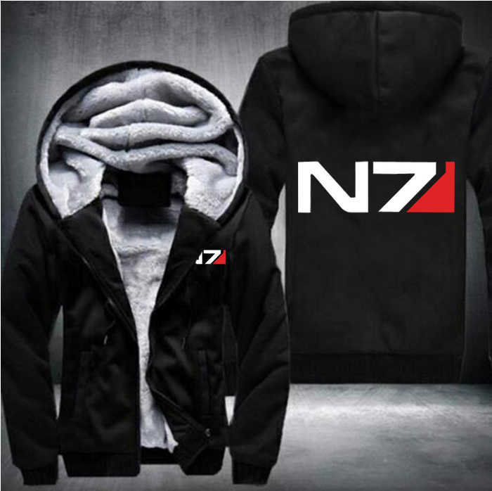 

USA size Men Mass Effect N7 Zipper Jacket Sweatshirts Thicken Hoodie Coat Casual sweatshirts men fashion hoodie streetwear 201020, Bai