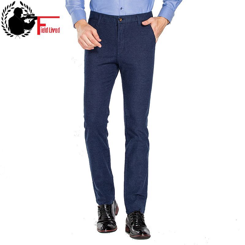 

Fashion Men's Casual Pants Mens Joggers Straight Trousers High Quality Cotton Slim Pencil Pants for Male Jean Mens Clothing 210518, Kong blue