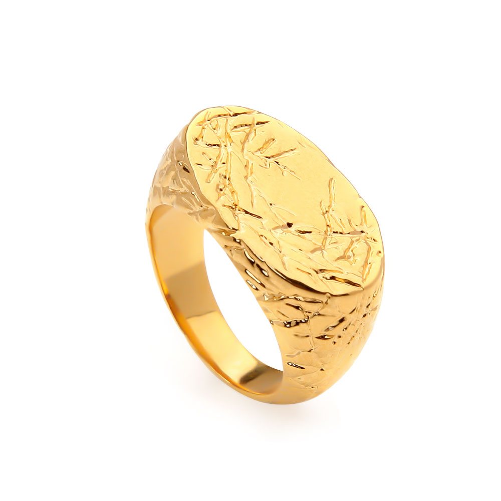 

New arrival 3D effect trendy oval shape 18k pure gold rings for women ladies finger ring jewelry accessories party gift friends wedding engagement fashion design