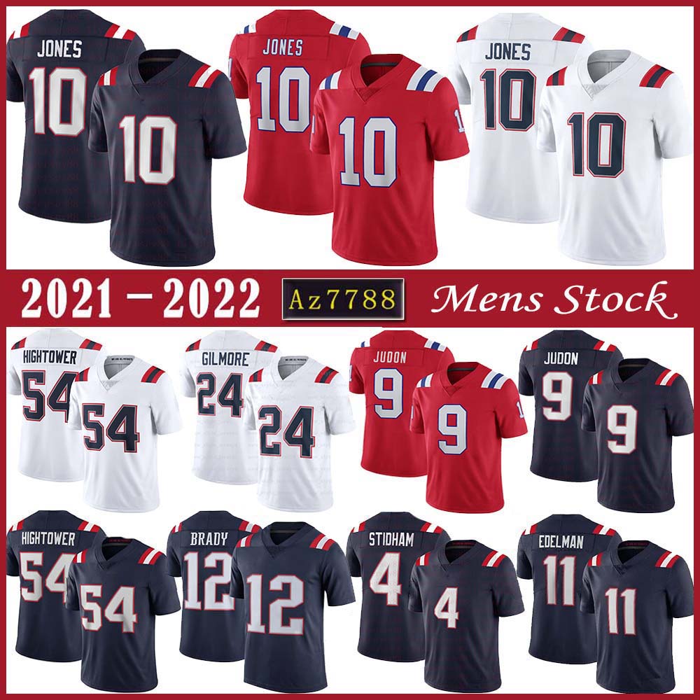 

10 Mac Jones 9 Matthew Judon New Football Jersey England 54 Donta Hightower 24 Stephon Gilmore 4 Jarrett Stidham 11 Julian Edelman 12 Tom Br, Black;red