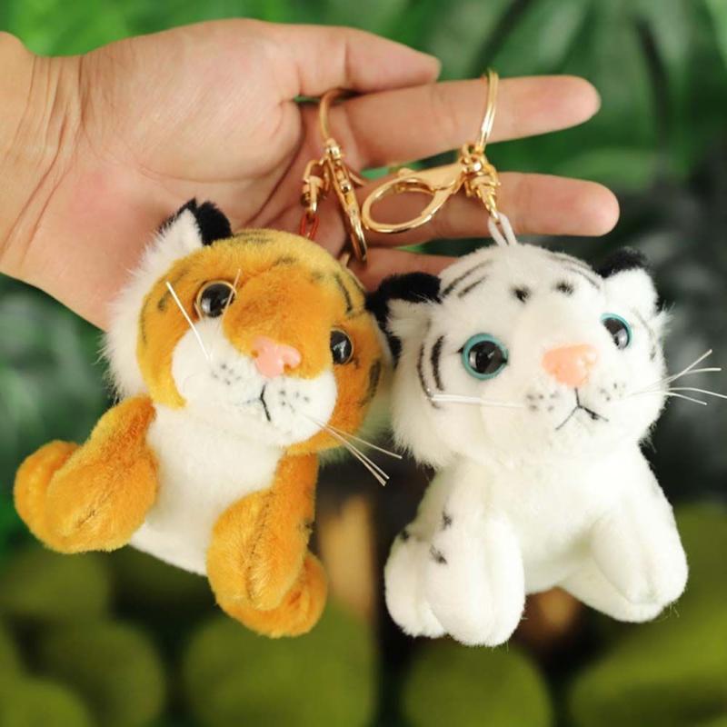 

Keychains Lovely Tiger Shape Keychain Plush Pendant Cute Key Chain For Zero Wallet White Doll Puppet Bag Hanging Decoration Keyring, Silver