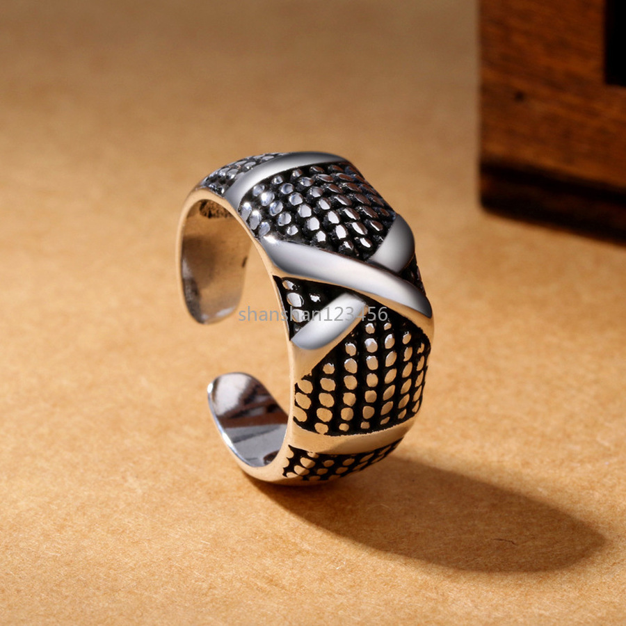 

Jesus Cross Ring Band Finger Retro Ancient Silver Geometric Pattern Open Adjustable Rings Men Women Fashion Jewelry Will and Sandy