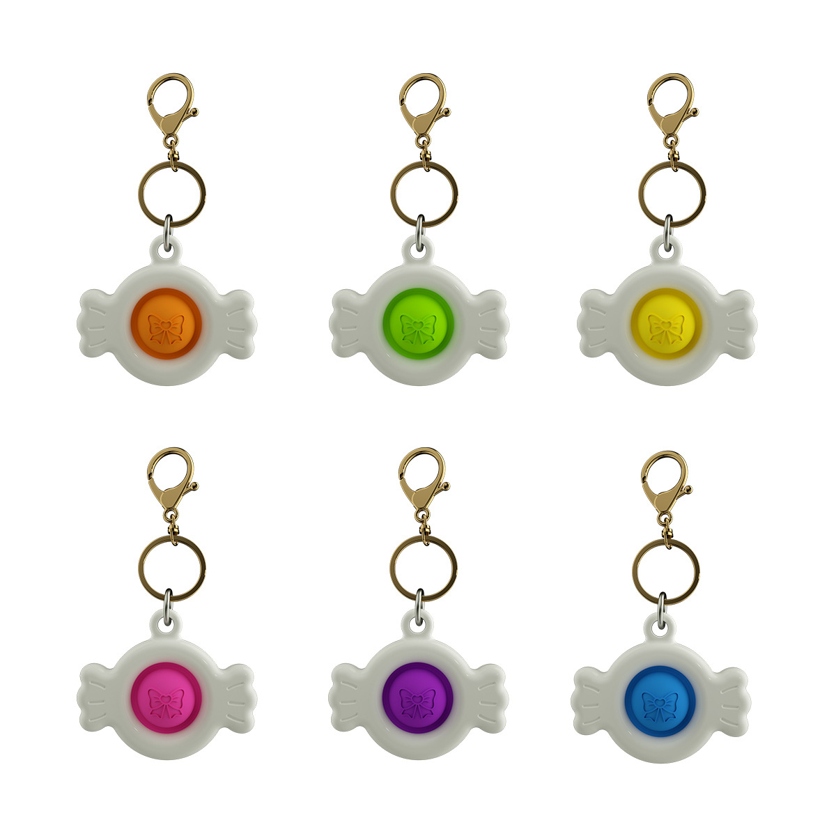 

Cute pops keychain its mini bowknot flowers toy animal charm trinket push pops fidget car key holder key by DHL