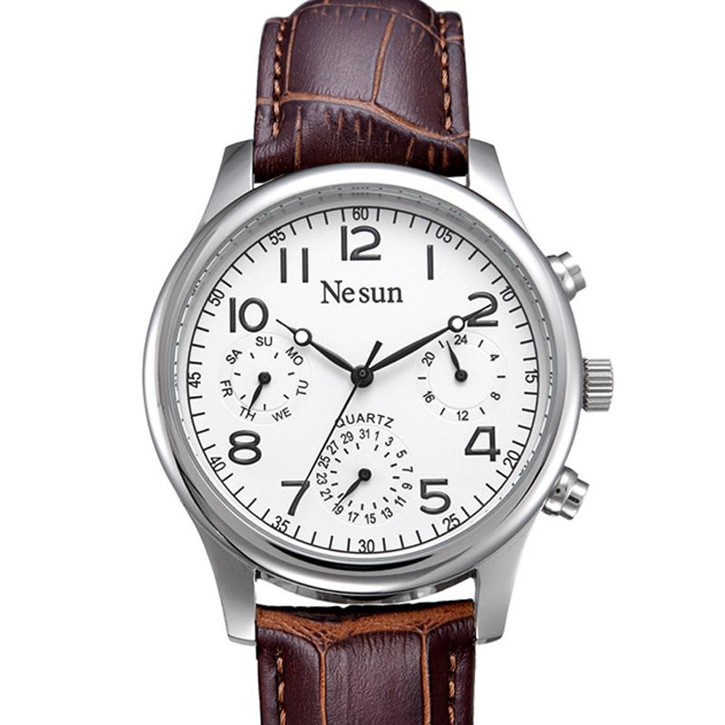 

Wristwatches Nesun Men's Watches Quartz Watch Men Multifunctional Genuine Leather Reloj Hombre Clock N8481-2, Item 1