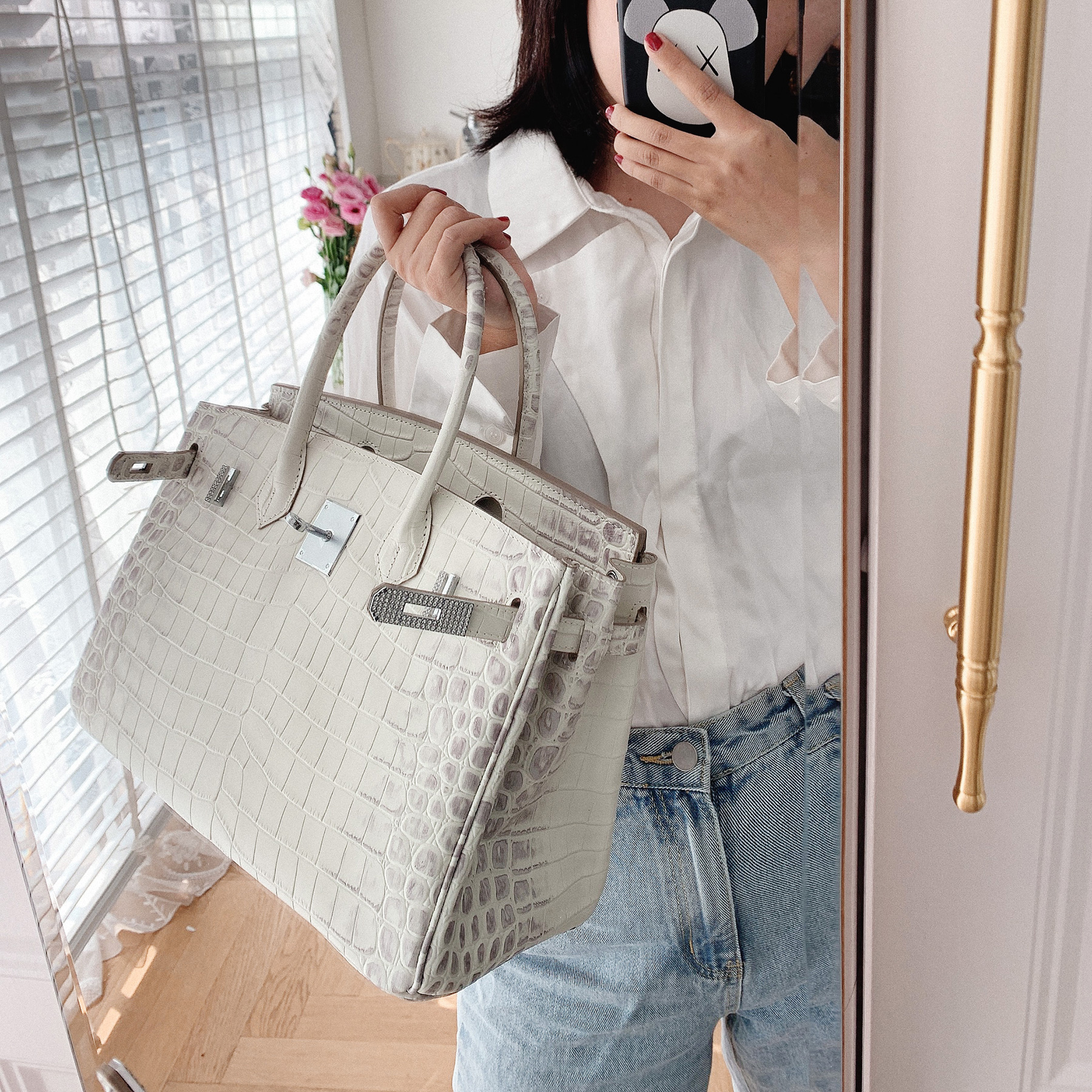 

Miss Tree High Sense Custom First Layer handbags bags Cowhide Crocodile Pattern Himalayan White Platinum bag, Shipping fee don't subbmit it