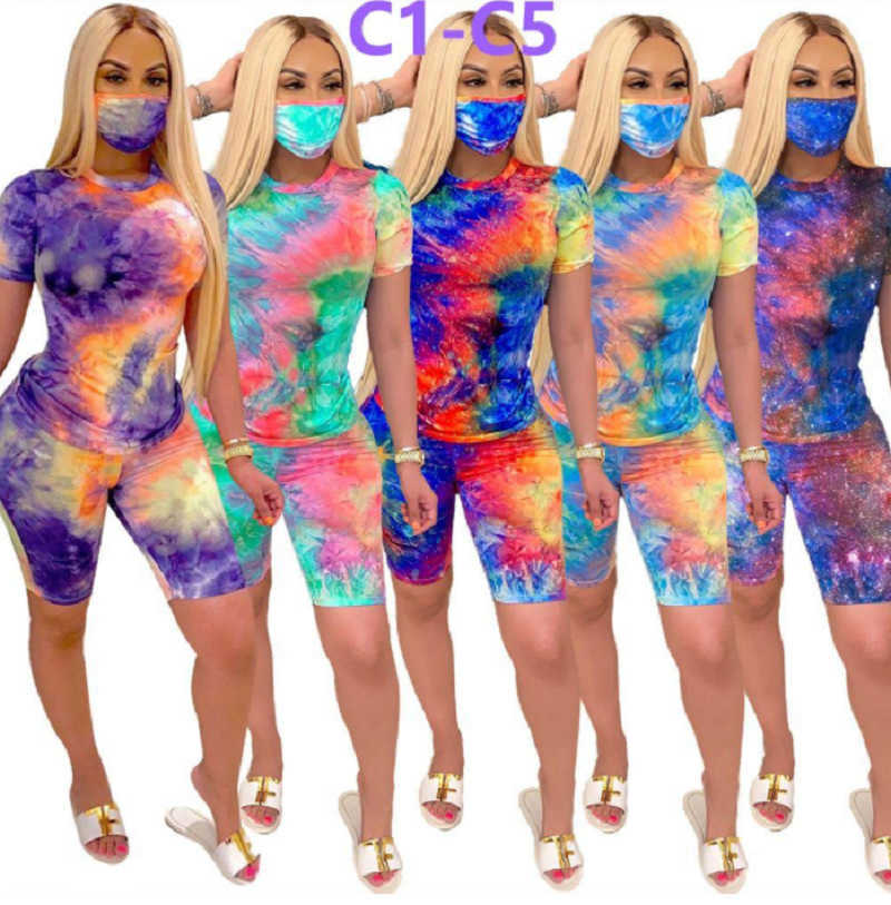 

Women's T-Shirt sportswear two piece tie dyed summer printed short sleeve Shorts Set fashion casual set