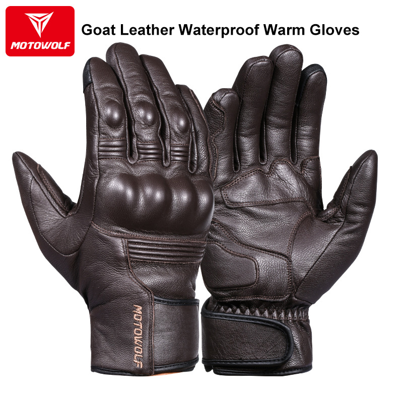 

Real Leather Motorcycle Gloves Waterproof Windproof Winter Warm Summer Breathable Touch Operate Guantes Moto Fist Palm Protectg