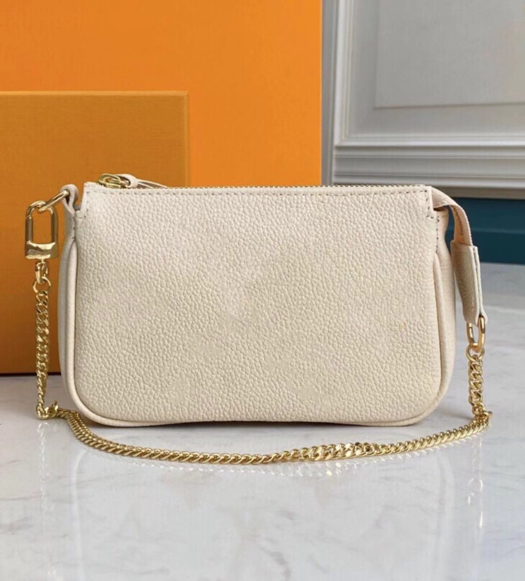 

By The Pool Women Fashion Empreinte Soft Grain Leather Clutch Bags Mini Pochette Accessoires Depicted Gradient Color Ladies Fresh Chain Bag, Gift bag not sold seperate {no pay}