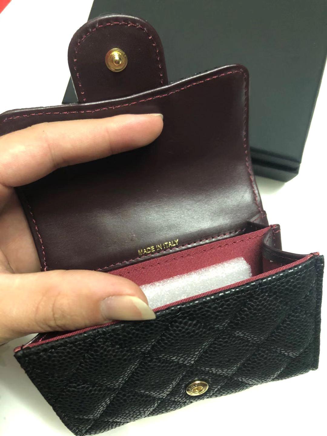 

2021 selling black classic Original leather quilted wallet ladies genuine fashion clutch small purse with box, Brown;gray