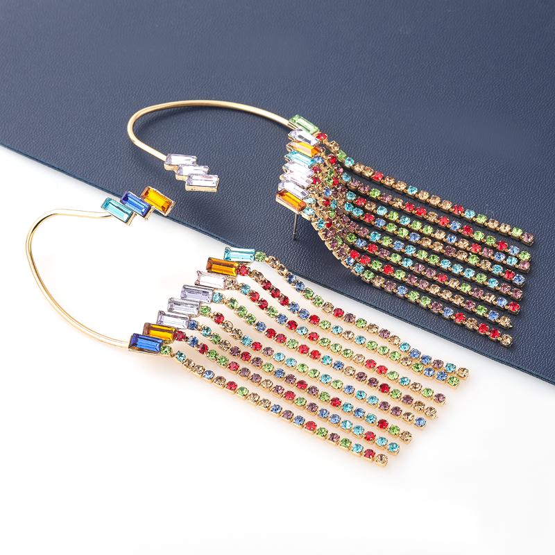 

Dangle & Chandelier Pauli Manfi 2021 Fashion Metal Rhinestone Tassel Earrings Women's Creative Party Accessories, Silver
