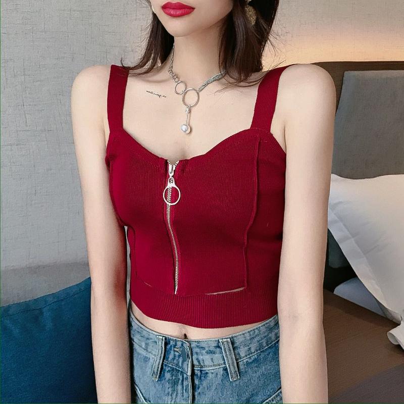 

Women's Shapers Summer Scheming Outer Wear Knitted Camisole Tennis Red Sexy U-Back Tops Underwear Base Black Vest Short, Yellow