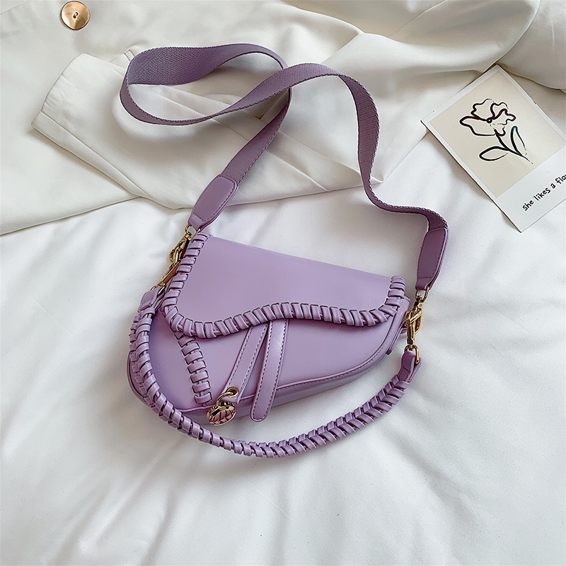 2021 new fashion saddle female bag single shoulder handle trend casual buckle zipper PU inner lock decorative bag