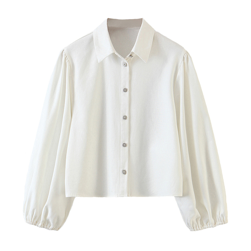 

Paris Girl Casual Turn-Down Collar Long-Sleeved Loose White Shirt Solid Color Shirts Female Fashion Autumn Ladies Buttons 210524