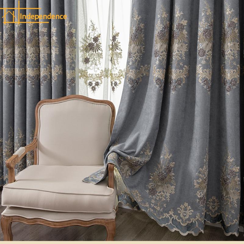

Curtain & Drapes European High-end Embroidery Luxury Atmospheric Shading Finished Custom Chenille Curtains For Living Dining Room Bedroom