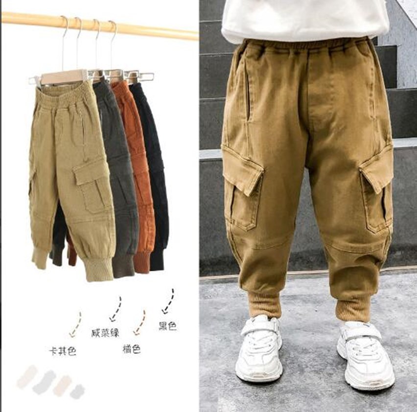 Trousers Sport Kids Pants Boys Cargo Big Pockets Cotton Autumn Winter Baby Girls Casual Pants Children Expedition-image-688163758