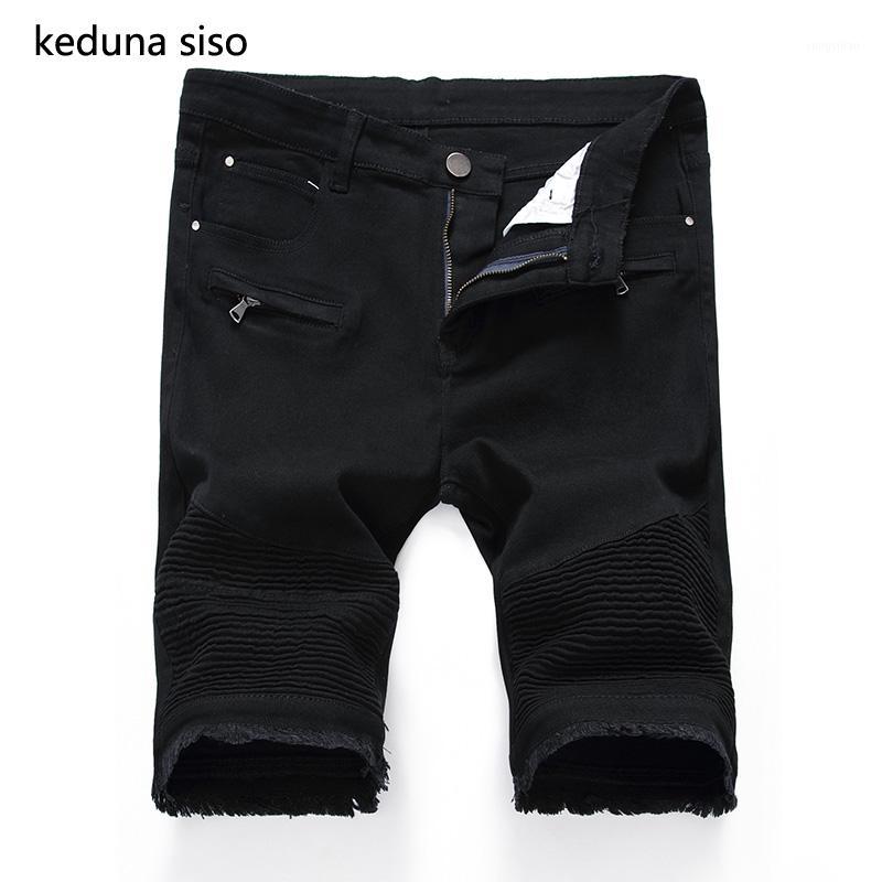 

Men's Jeans 2021 Black White Men Casual Male Shorts Trousers Slim Fit Fitness Plus Size Knee Length Summer Hombre, Black ripped style