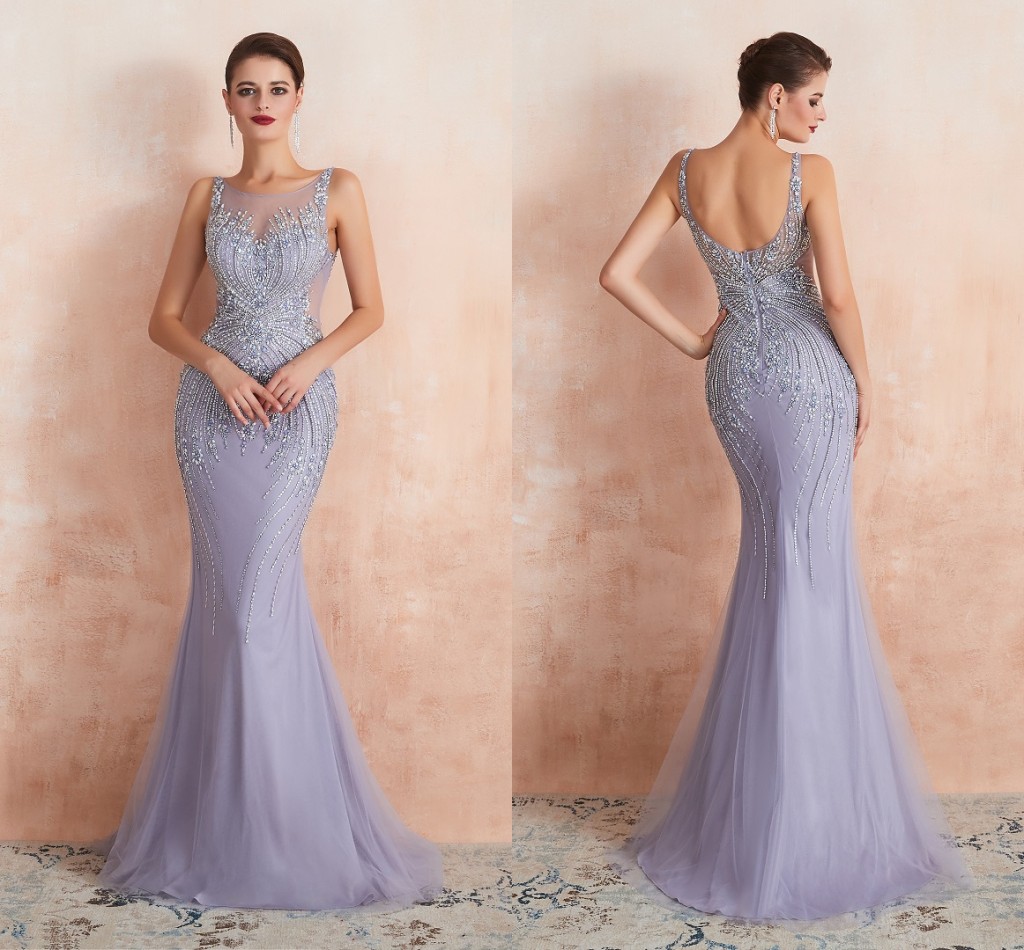 Handmade Evening Dresses Beaded Prom Dress Party Gown Backless Zipper Back