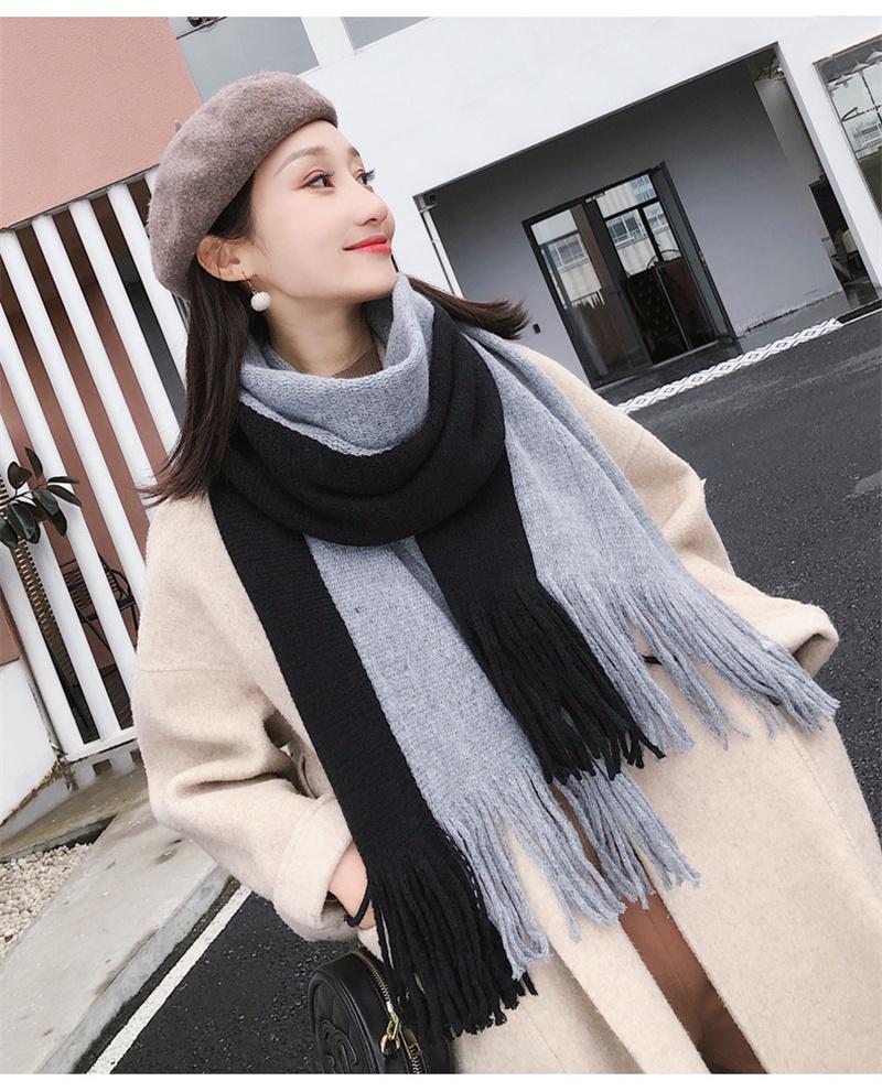

Scarves 2021 Fashion Striped Winter Scarf Patchwork Women Cashmere Warm Pashmina Foulard Female Thick Soft Bufanda Shawl Wraps
