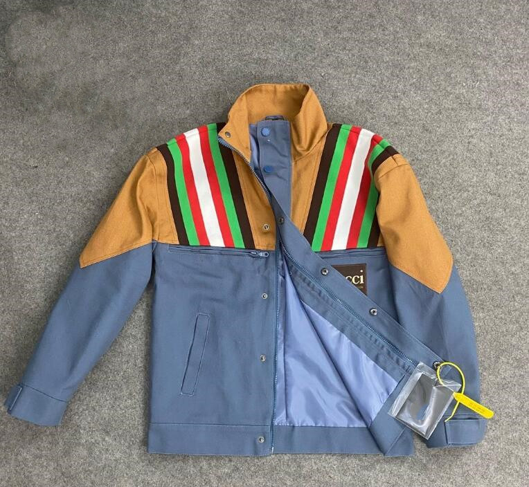 

2022G spring jackets for men women loose casual stripe jacket coat zipper size:3XL