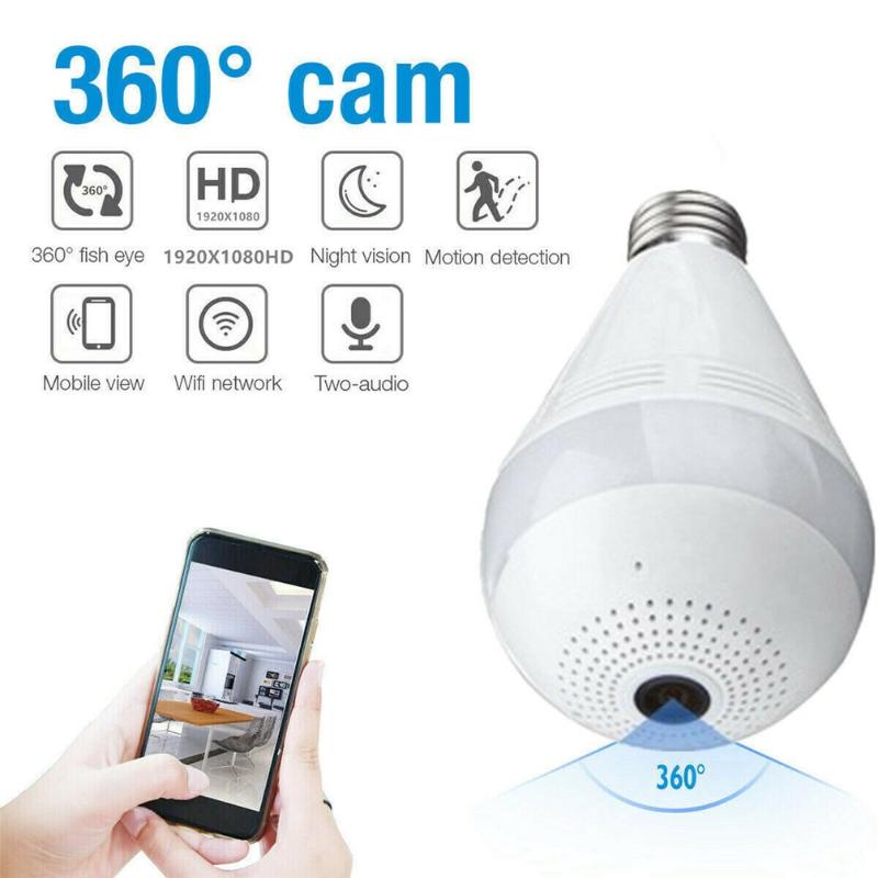 

Cameras Bulb Surveillance Camera HD V380 LED Light Wireless Panoramic Home Security WiFi Night Multi-Angle Detection