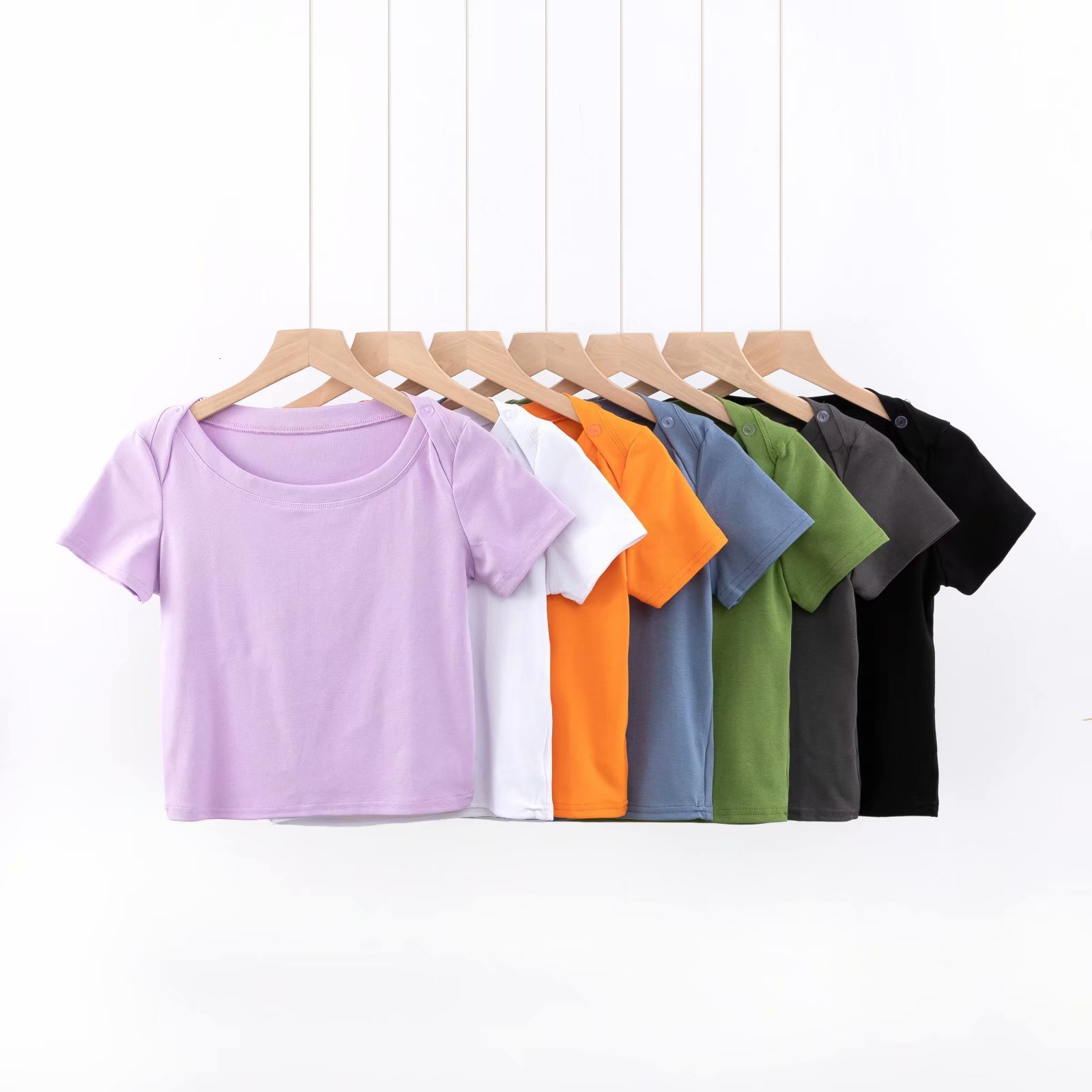 

t shirt 2021 summer female shoulder button design slim, White