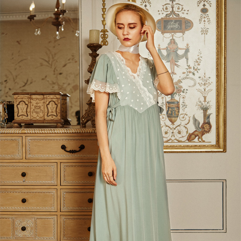 

Women' Sleepwear Nightgown Women Night Long Short sleeve Romantic Summer Length 137cm 9F6V, Beige