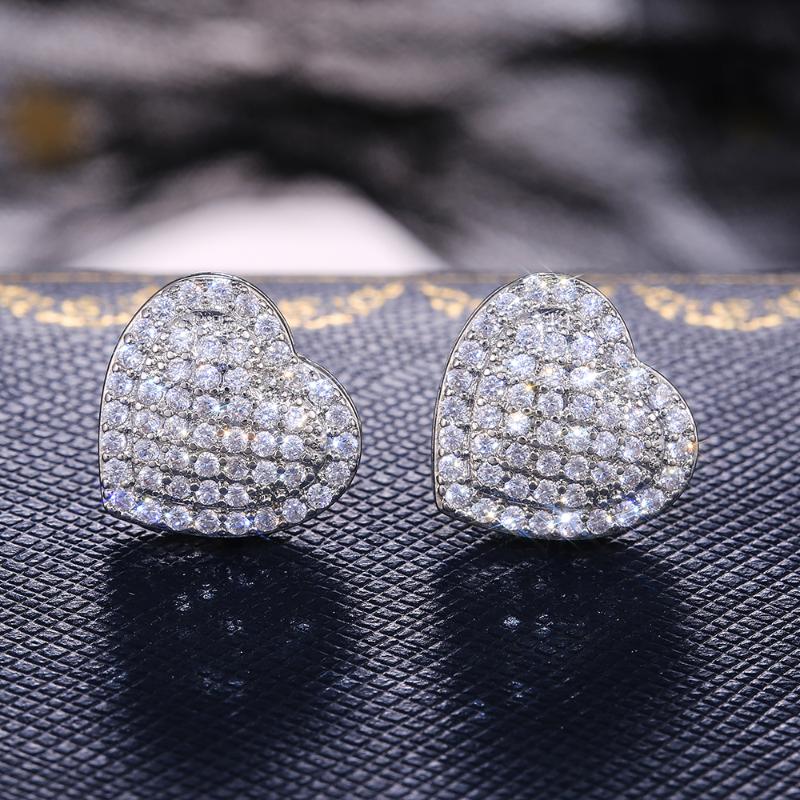 Stud 2021 Classic Design Dazzling Heart Earrings For Women High Quality Romantic Female Accessories Timeless Styling Jewelry-image-698735340