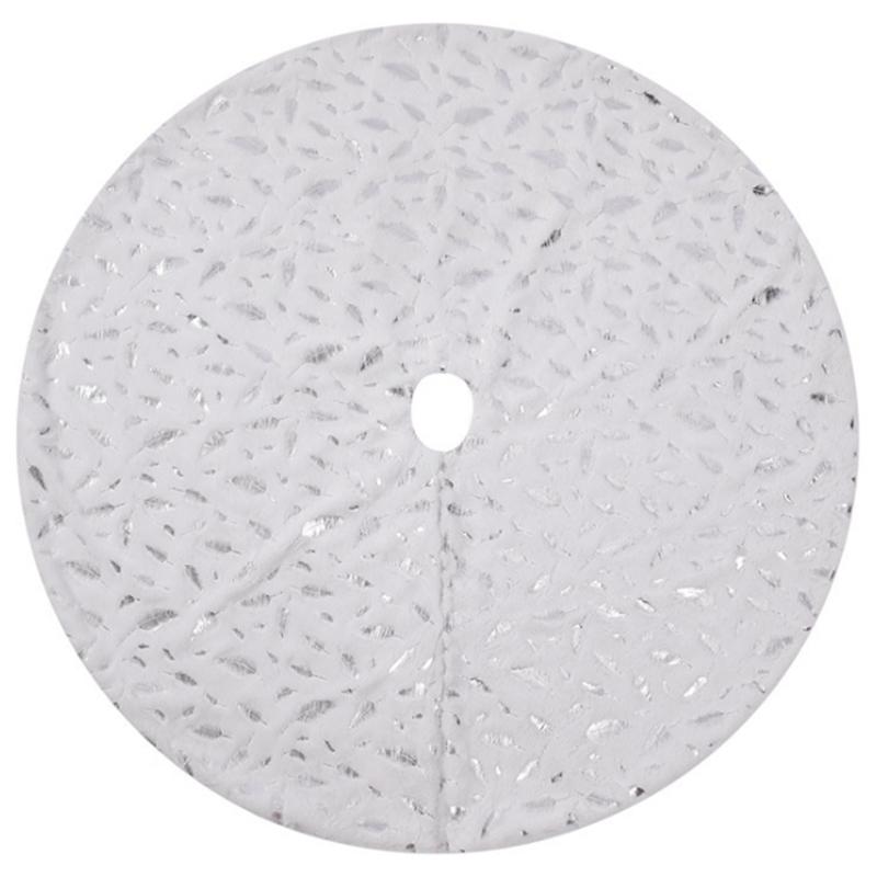 

Christmas Decorations Tree Skirts White Plush Golden/Silver Snowflake Mat Skirt Xmas Party Decorations, Silver