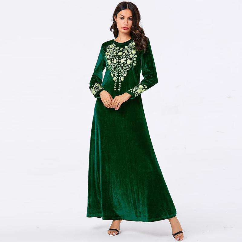 

Ethnic Clothing Vestidos Arabes Velvet Abaya Turkey Islamic Arabic Long Muslim Dress Caftan Dubai Kaftan Tesettur Elbise Robe Longue Hijab