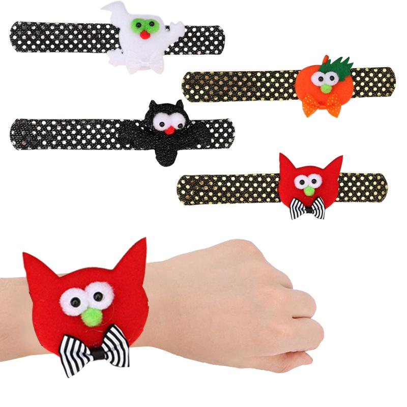 

Party Favor Halloween Children Gift Cartoon Wristband Decoration Toy Pat Ring Children's Sequin Bracelet With Lamp Hand