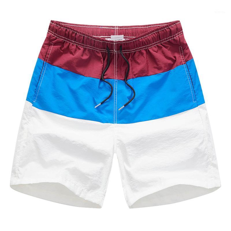 

Men's Shorts Beach Men Swimwear Quick Dry Short Gym Surf Board Patchwork Swim Bathing Suit Trunks Drawstring