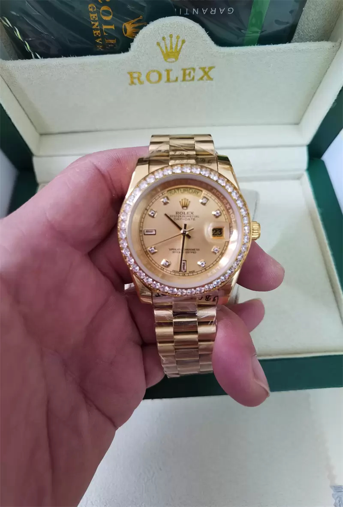 

With Original Box Luxury Watches 41mm Mens 18k Yellow Gold dial Bigger DIAMOND Automatic Fashion Brand Men's Watch Wristwatch 2022, Style 1 original box + watch