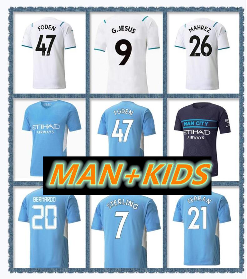 

Esports Fans Version Manchester soccer jerseys 21 22 MAN GREALISH CITY STERLING FERRAN DE BRUYNE FODEN 2021 2022 Football shirts men kids kit set uniform RÚBEN MAHREZ