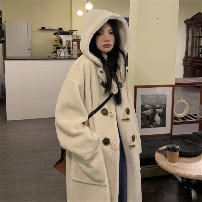 

Women's Wool & Blends Coat Female Jacket Loose Thick Cardigan Woman Winter Casual Preppy College Style, Brown