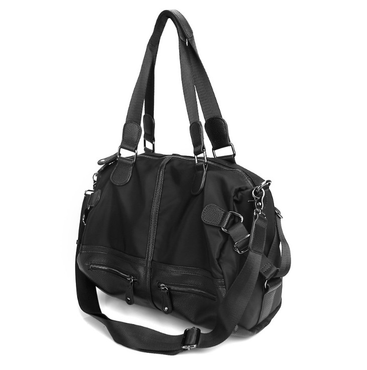 

Shoulder Soft LeatherTravel Bag for Men Sports Fitness handbagsTraining Luggage Women Duffel bags, Black