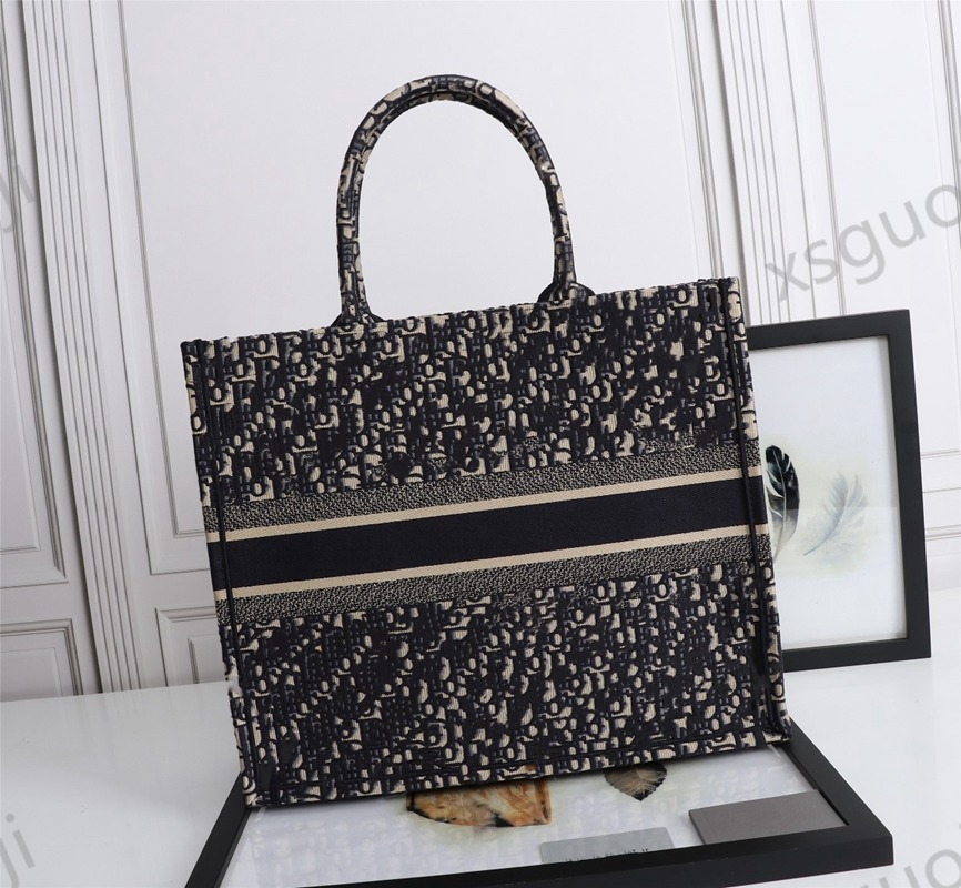 

2021 high quality Classic Book Totes bag Designer handbag embroidered handbags large capacity Travel Canvas shopping bags, Black