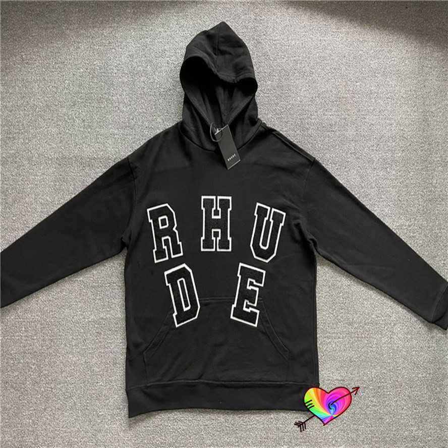 

3D Embroidered Hoodie Men Women 1 High Quality Terry Cotton Sweatshirts Oversize Pullovers, Black