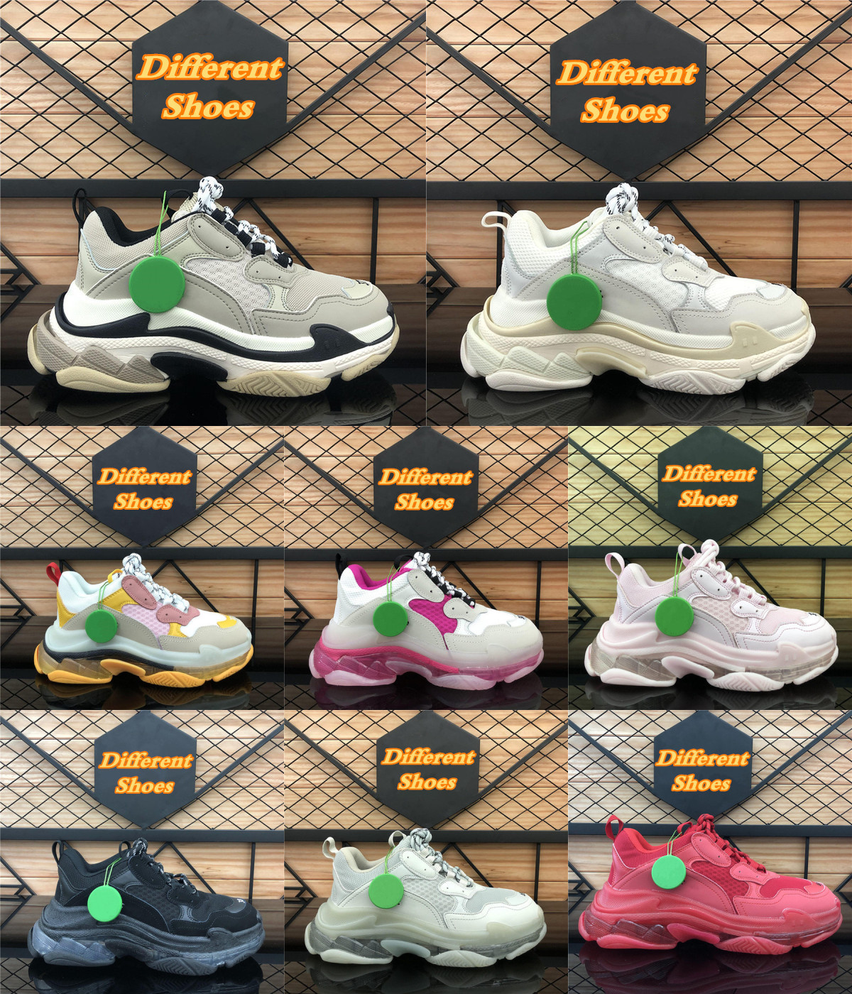 

Triple S 17FW Sneakers Fashion men women Casual Dad Shoe neon green Tripler Black Pink Crystal clear sole Bottom Paris Platform Shoes, Extra shipping