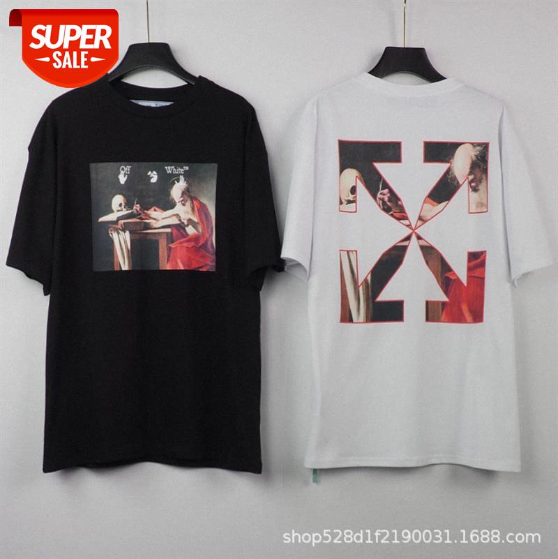 

Caravaggio religious oil painting direct injection printing back arrow short sleeves #Vg4N, White;black