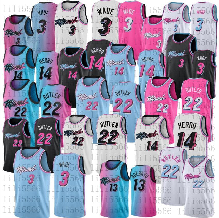 

Men Jimmy 22 Butler Tyler 14 Herro Jerseys Basketball Adebayo 13 Bam Dwyane 3 Wade 2021 Mens Jersey S-XXL, As