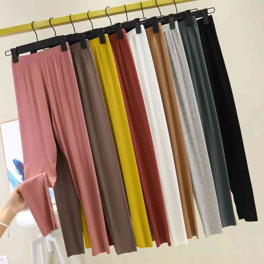 

Women's Pants & Capris 2021 Fashion with plus size female thin black waist high cotton leggings tight basic fitness pants mater strain, Beige