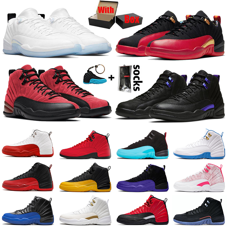 

With Box Mens Basketball Shoes Jumpman 12 12s Low Easter Bowl High Utility Ice Cream Flu Game Dark Concord XII University Gold Men Sports Sneakers Trainers, B7 40-47 fiba