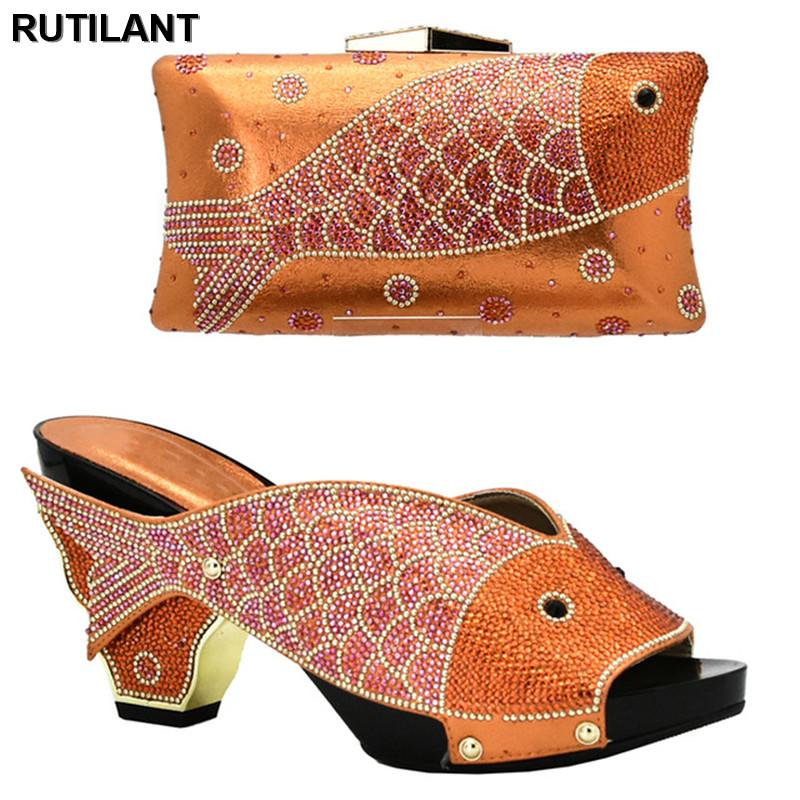 

Dress Shoes Latest Orange Color Italian Matching Shoe And Bag Set For Wedding Nigerian Women Party, Black only shoes