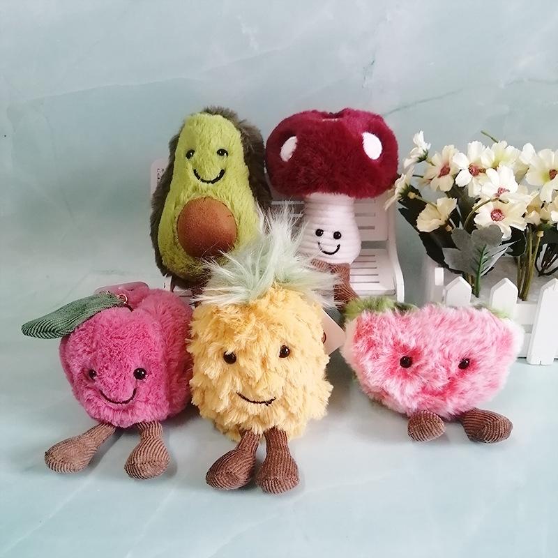 

Keychains Fruit Series Doll Pendant Ugly Cute Avocado Plush Toy Pineapple Key Ring Gift