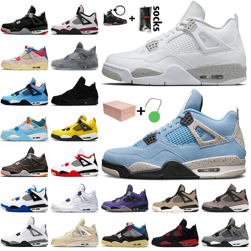 

Wholesale Top Quality With Box 4s Basketball Shoes Jumpman 4 White Oreo Universtiy Blue Retro Sail Red Thunder Taupe Haze Travis Scott Sneakers, White;red