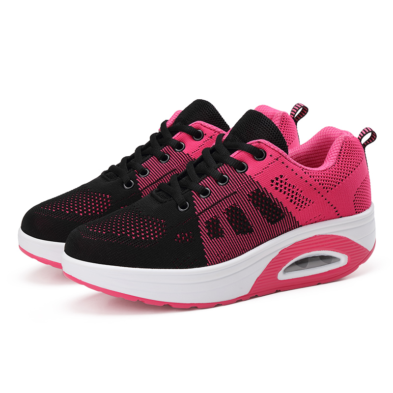 

New Women Cushioning Sneakers Comfortable Flying Woven Rocking Trainers Laides Trendy Breathable Outdoor Walking Causal Footwear
