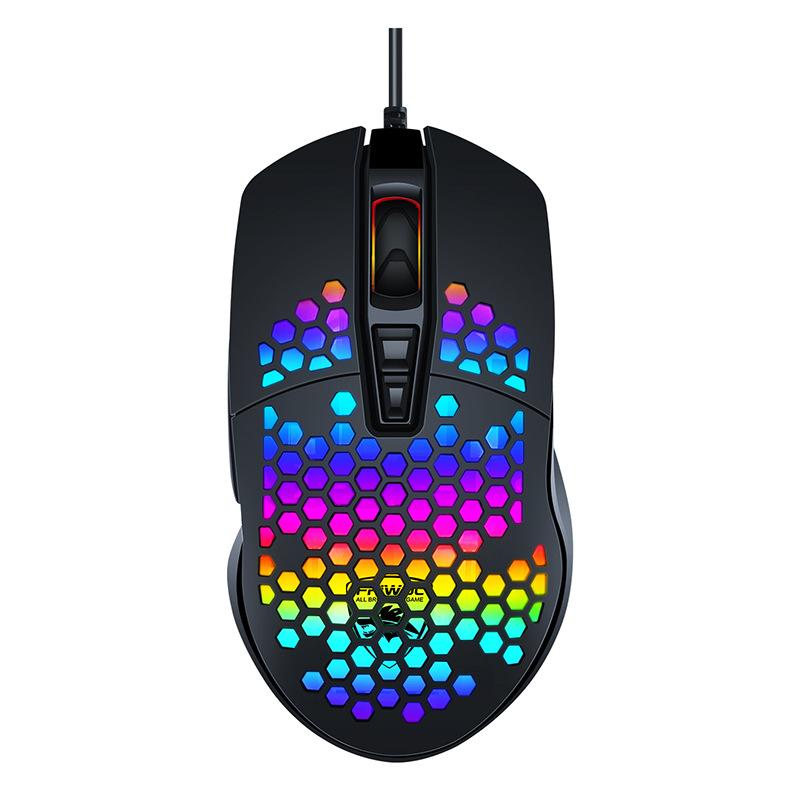 Mice Brand Wired Hollow Hole Honeycomb Lightweight Mouse 2400DPI Fast Move RGB Electric Competition Game Computer-image-700875509
